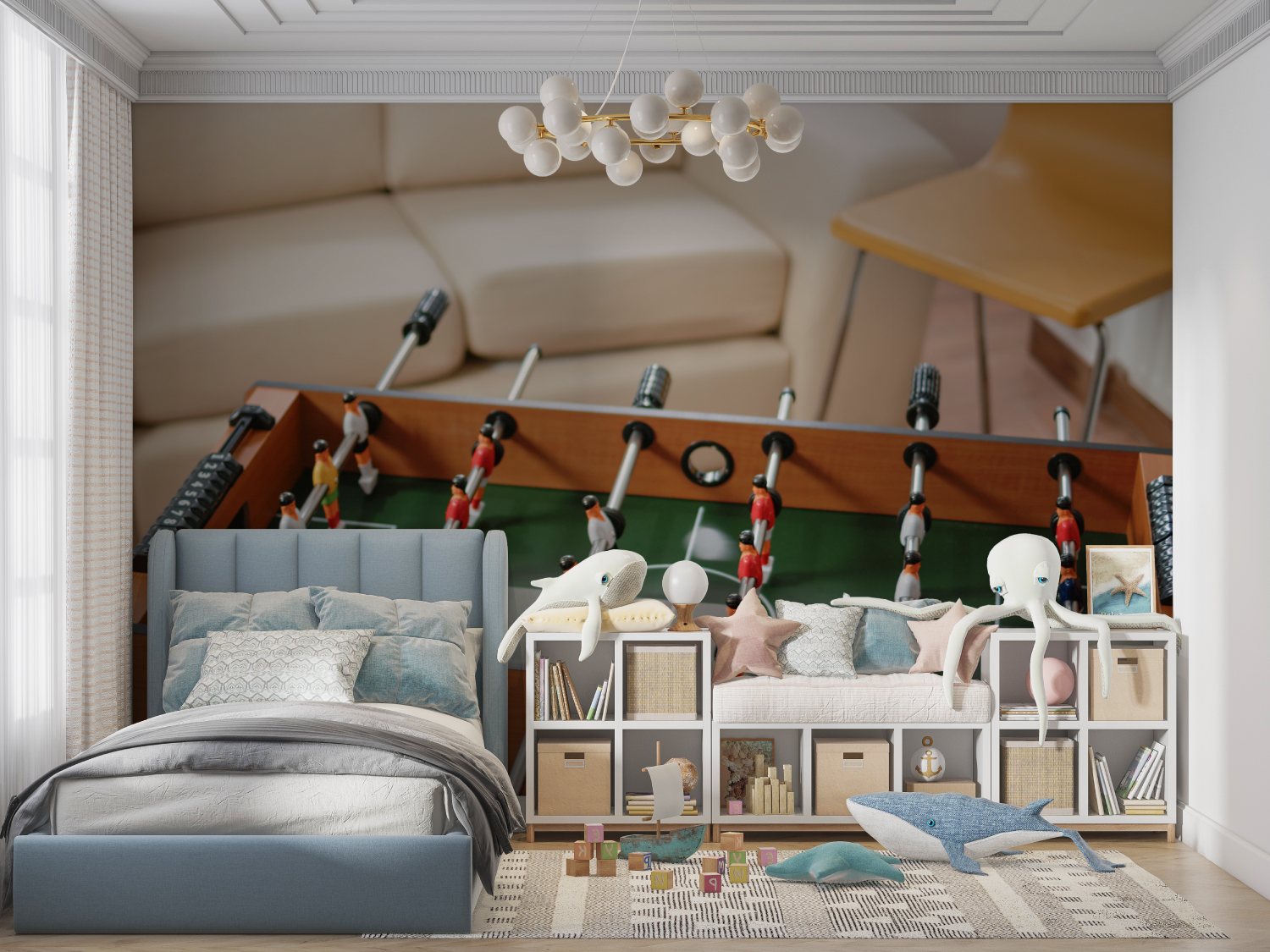 Papier peint baby foot realiste panoramique garcon