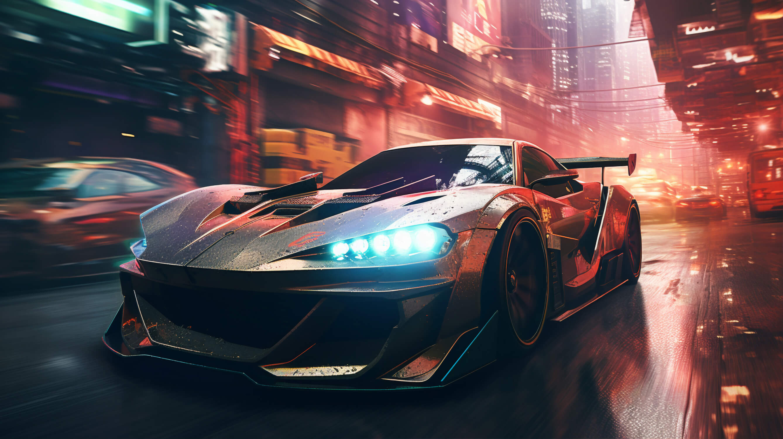 Papier Peint Voiture De Course Néon