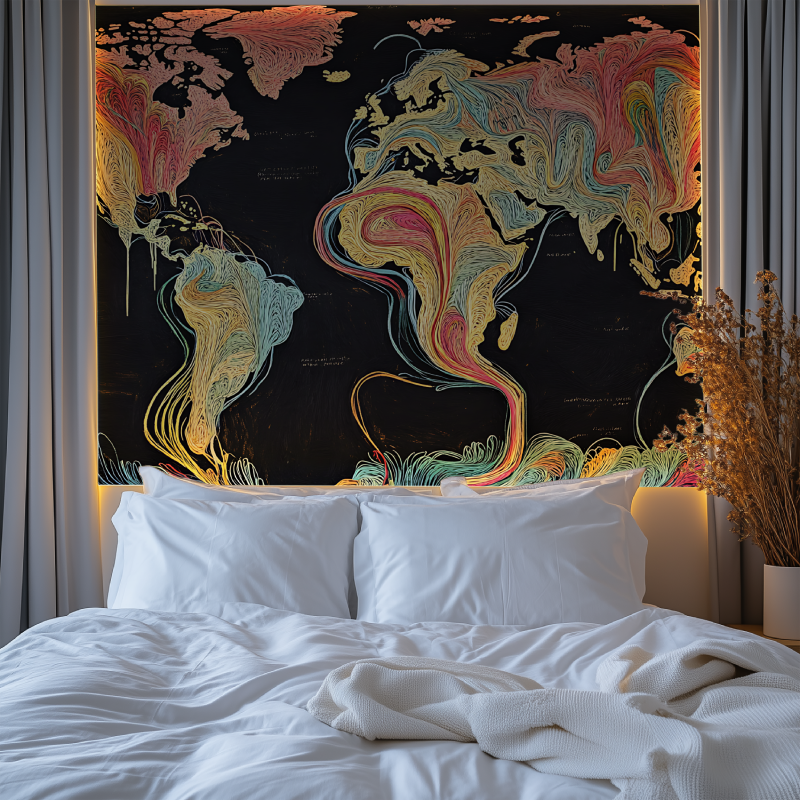 Papier peint tendance carte du monde chambre tendanc