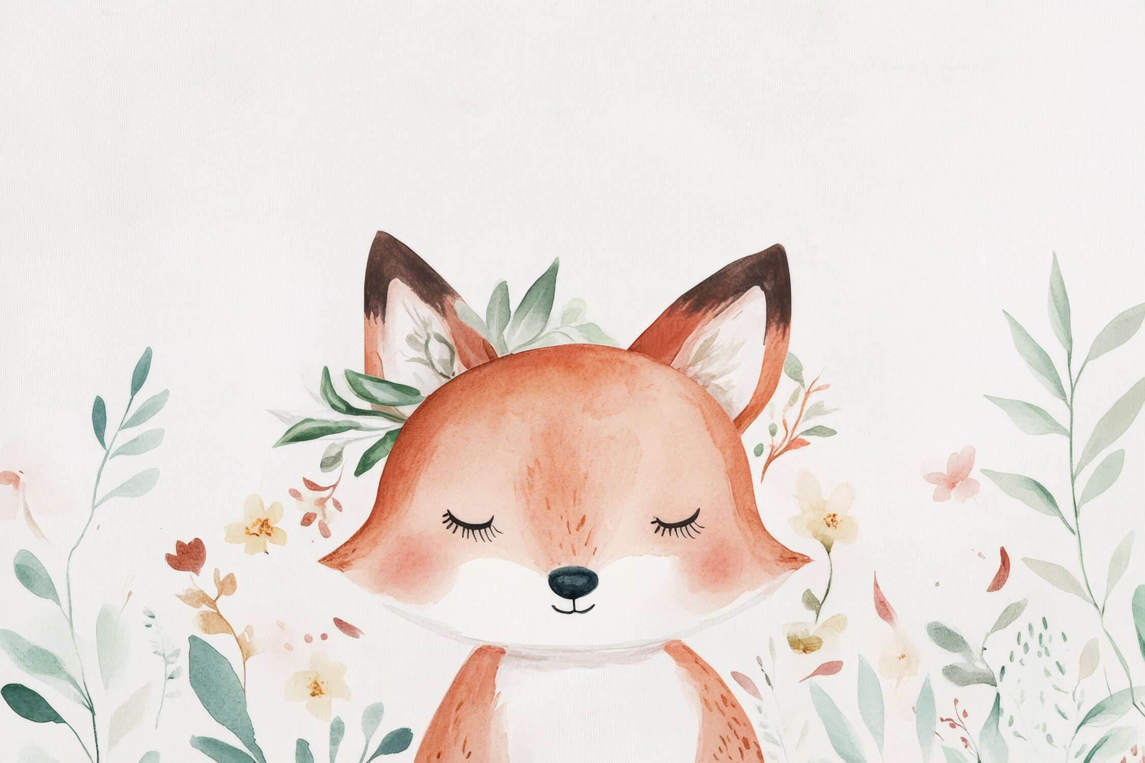 Papier Peint Renard Bohème Fond Blanc