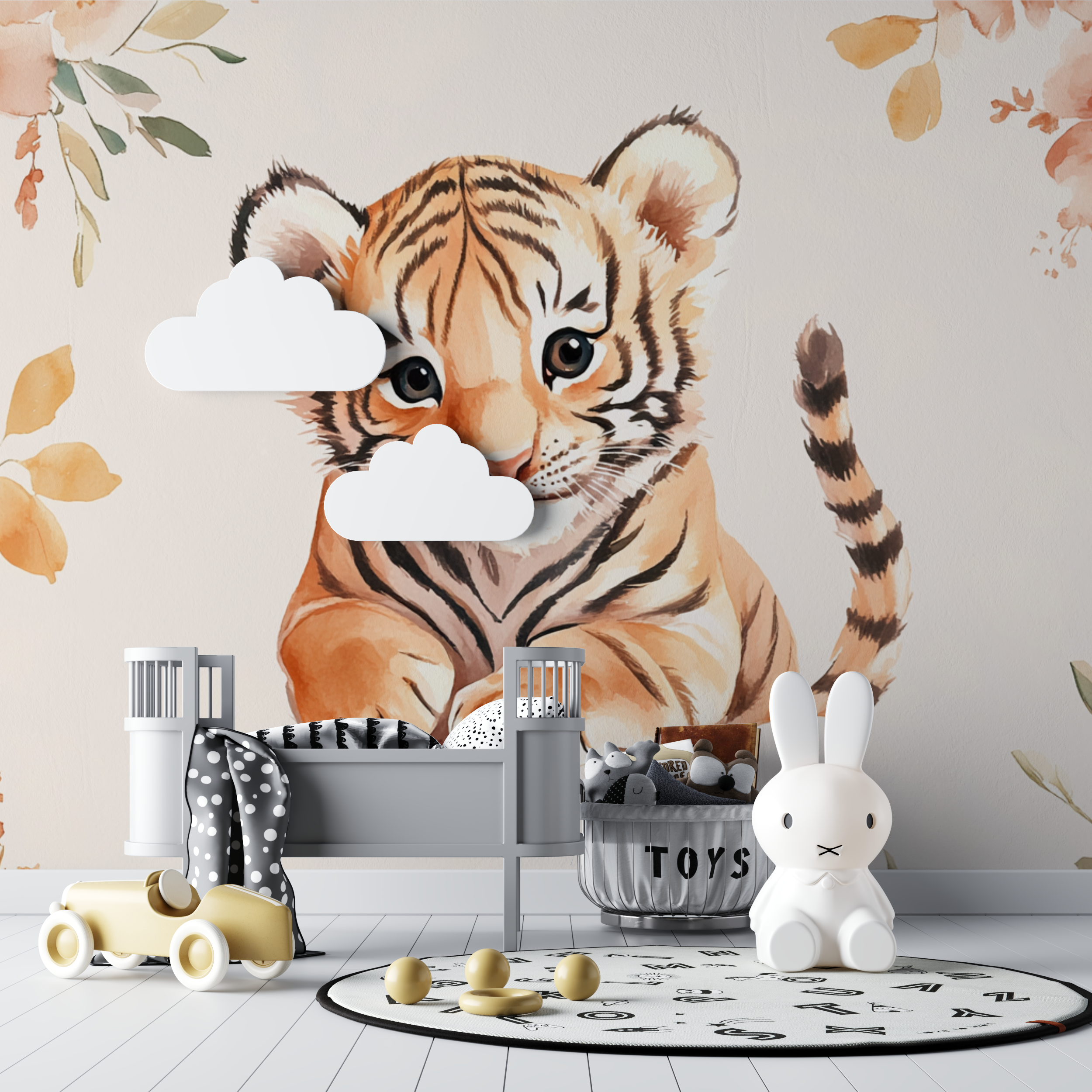 Papier peint tigre pastel bebe tipi