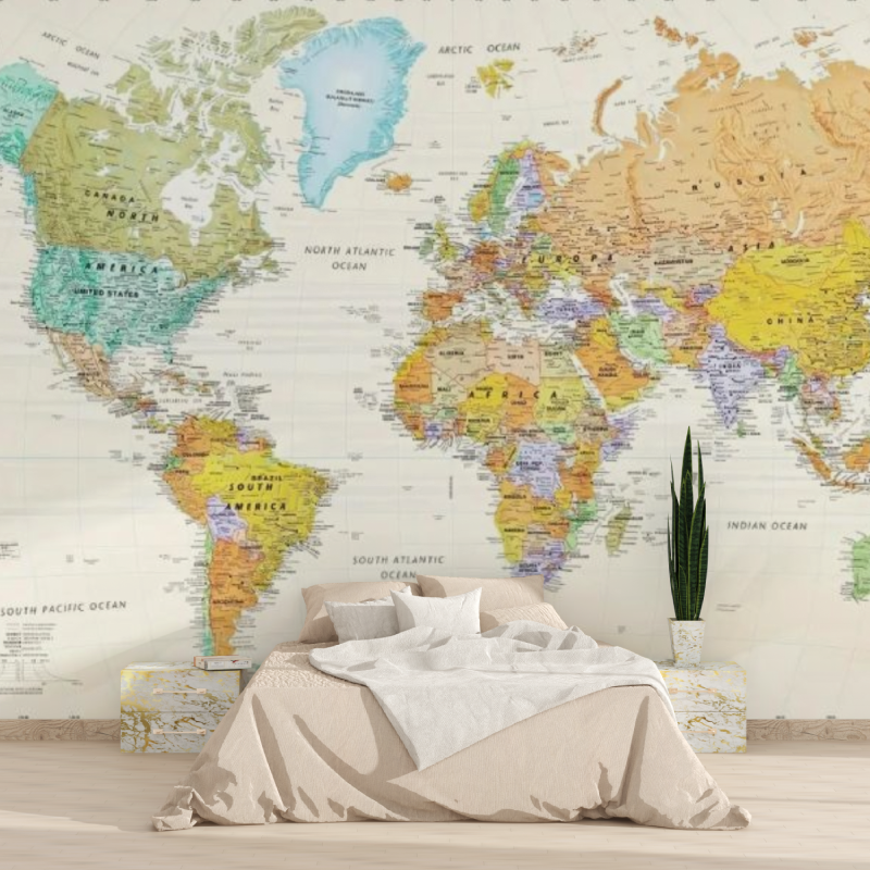 Weltkartentapete für das Schlafzimmer