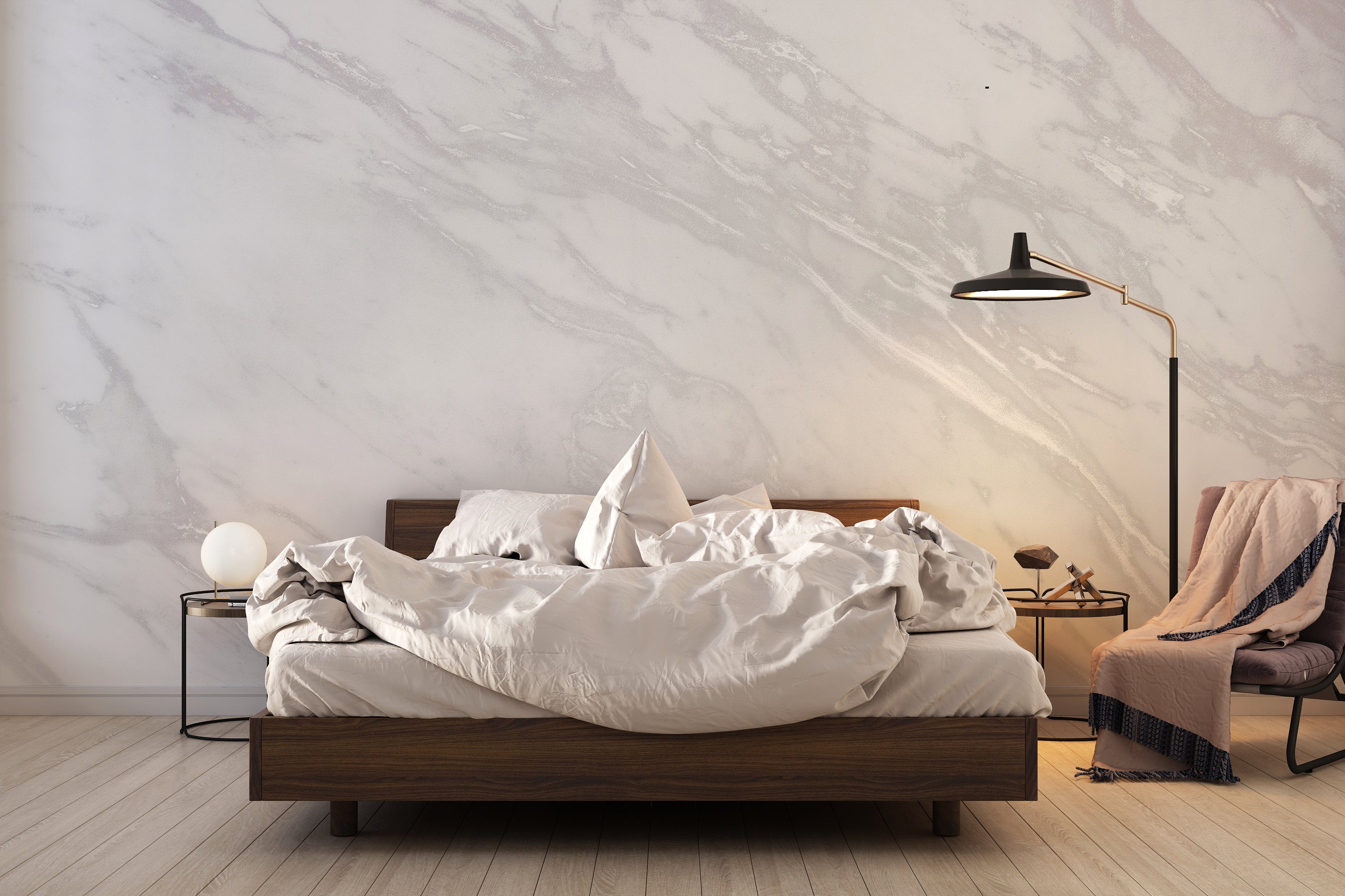 Papier Peint Blanc Marbre