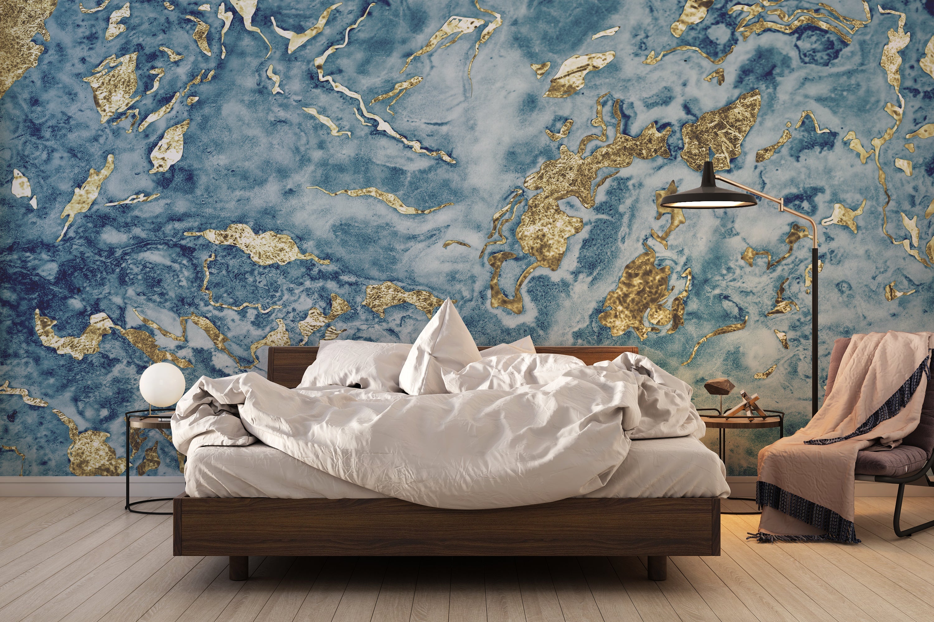 Papier Peint Effet Marbre Doré