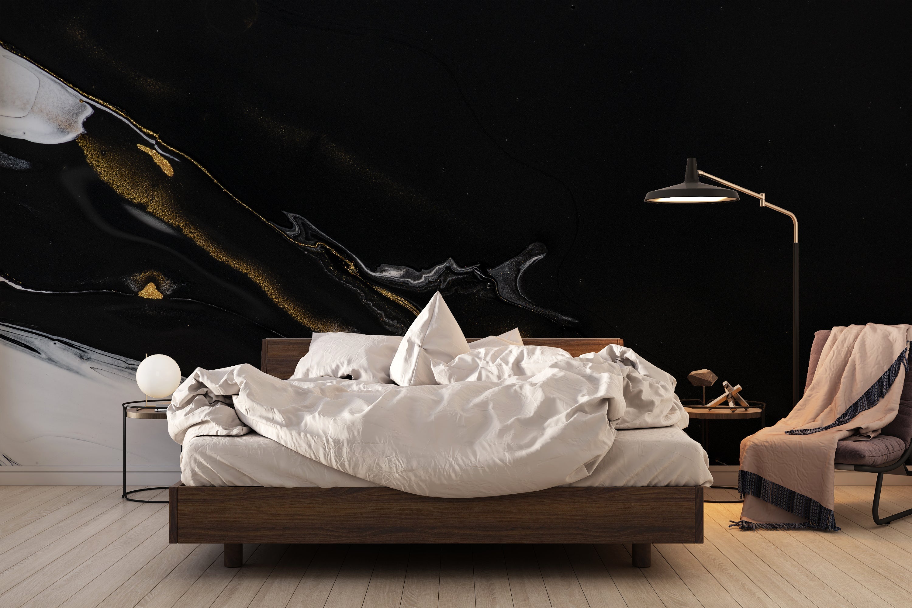 Papier Peint Effet Marbre Noir