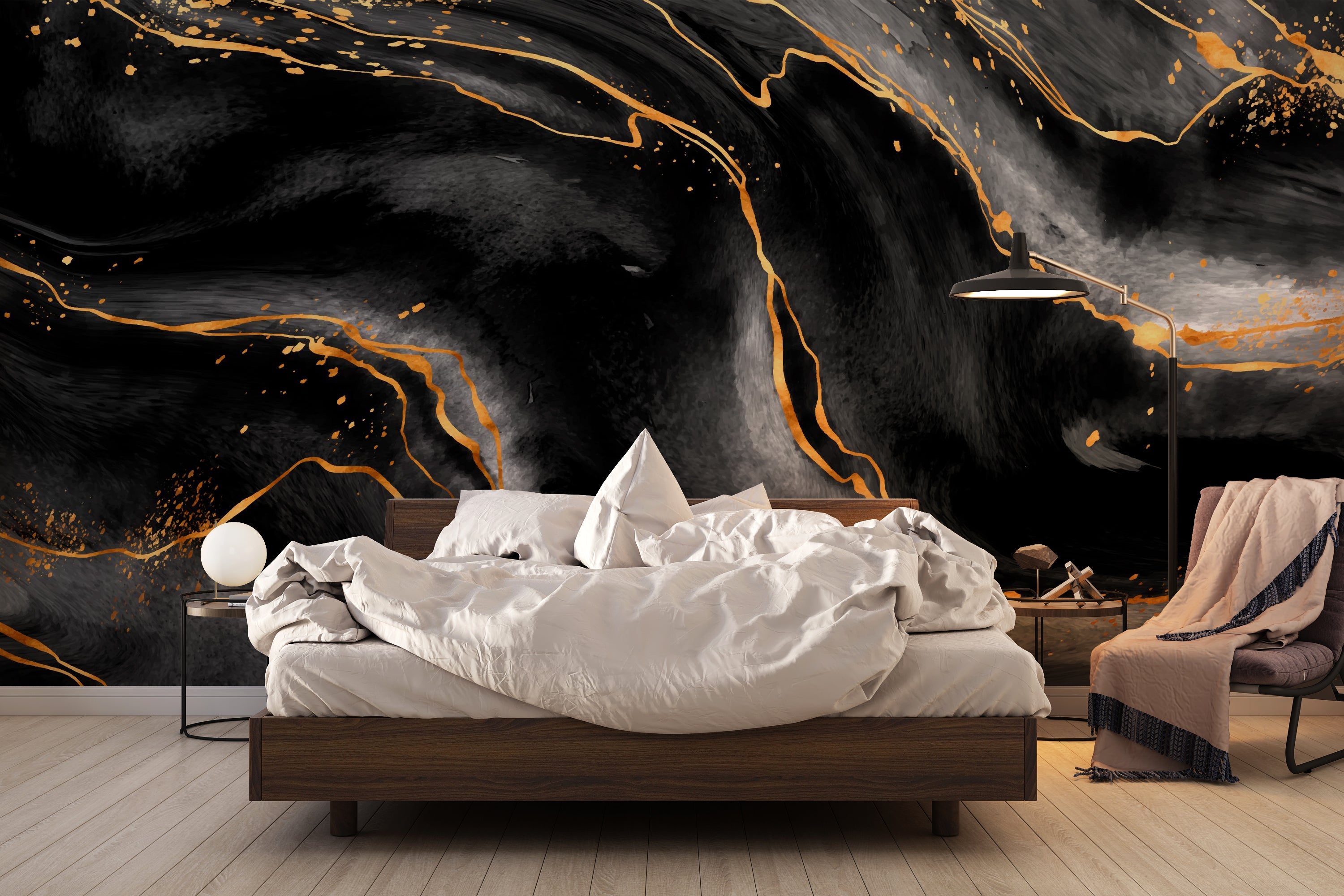 Papier Peint Marbre Noir