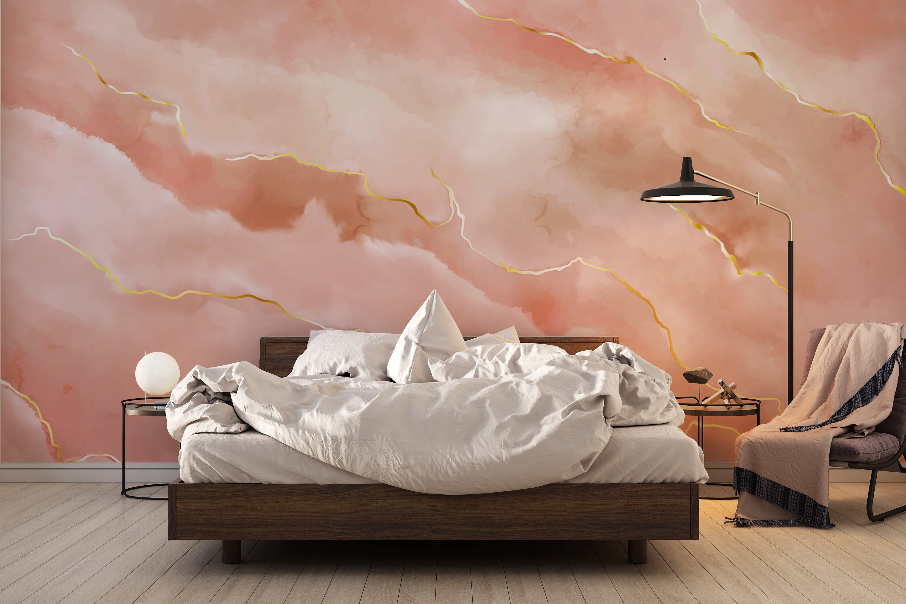 Papier Peint Marbre Rose Gold