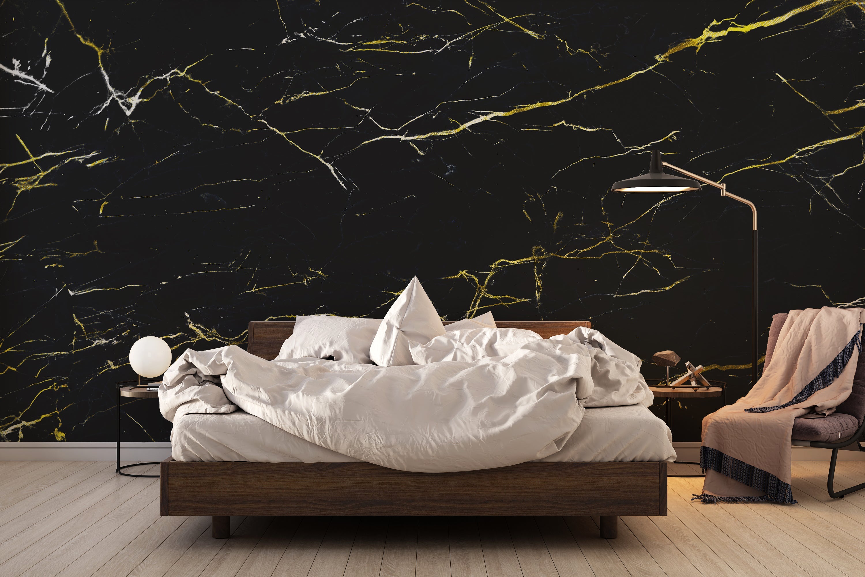 Papier Peint Noir Marbre