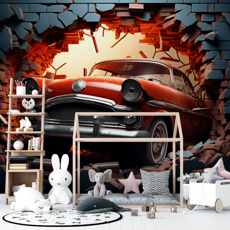 Papier peint chambre de garcon voiture 12