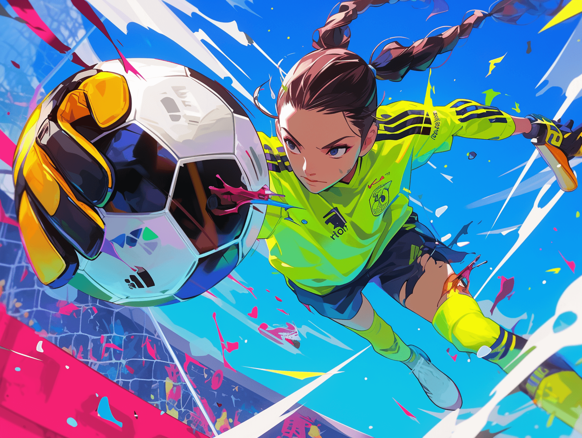 Papier Peint 3D Ballon Foot Anime