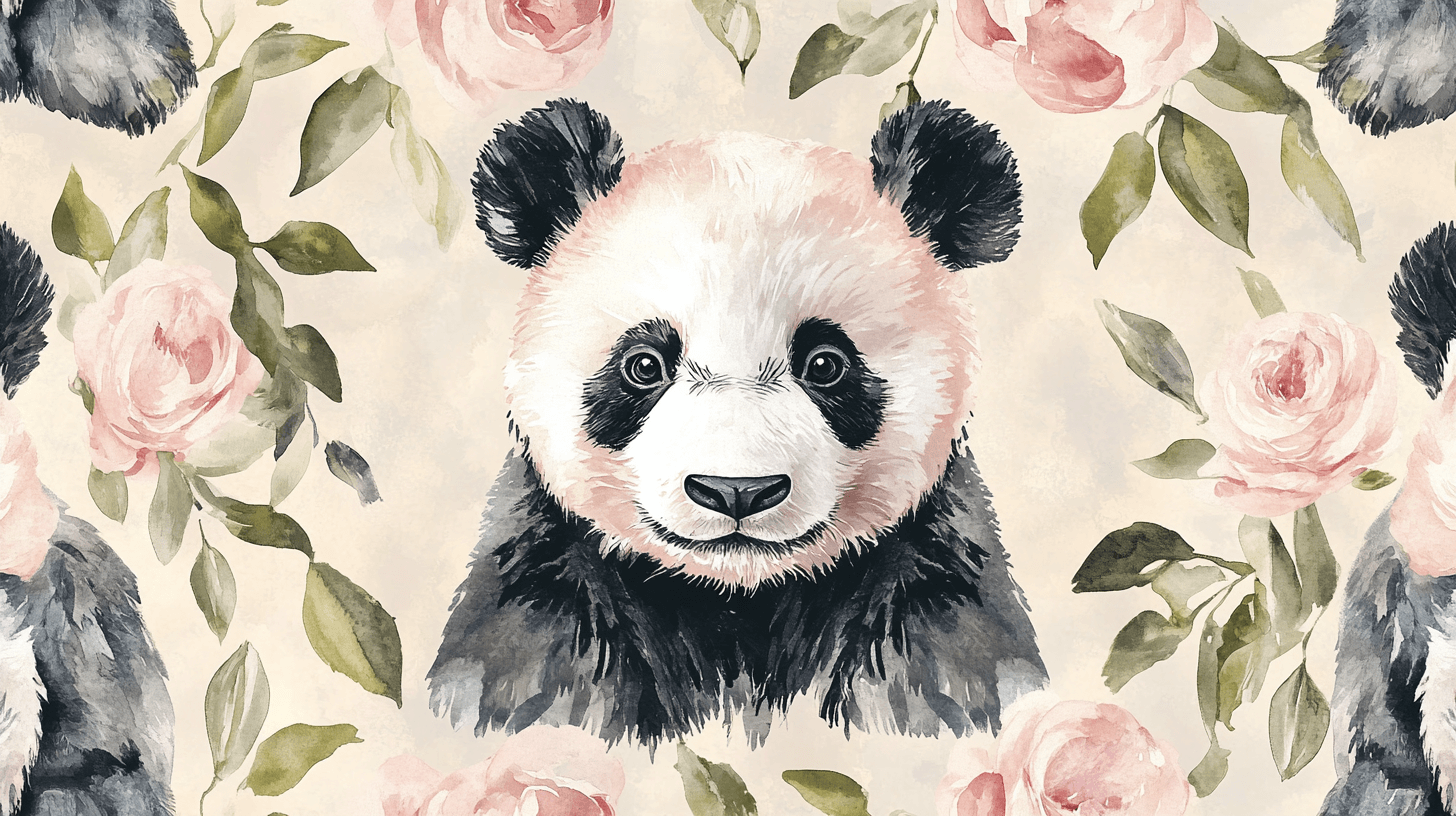 Papier Peint Panda Et Ambiance Vintage