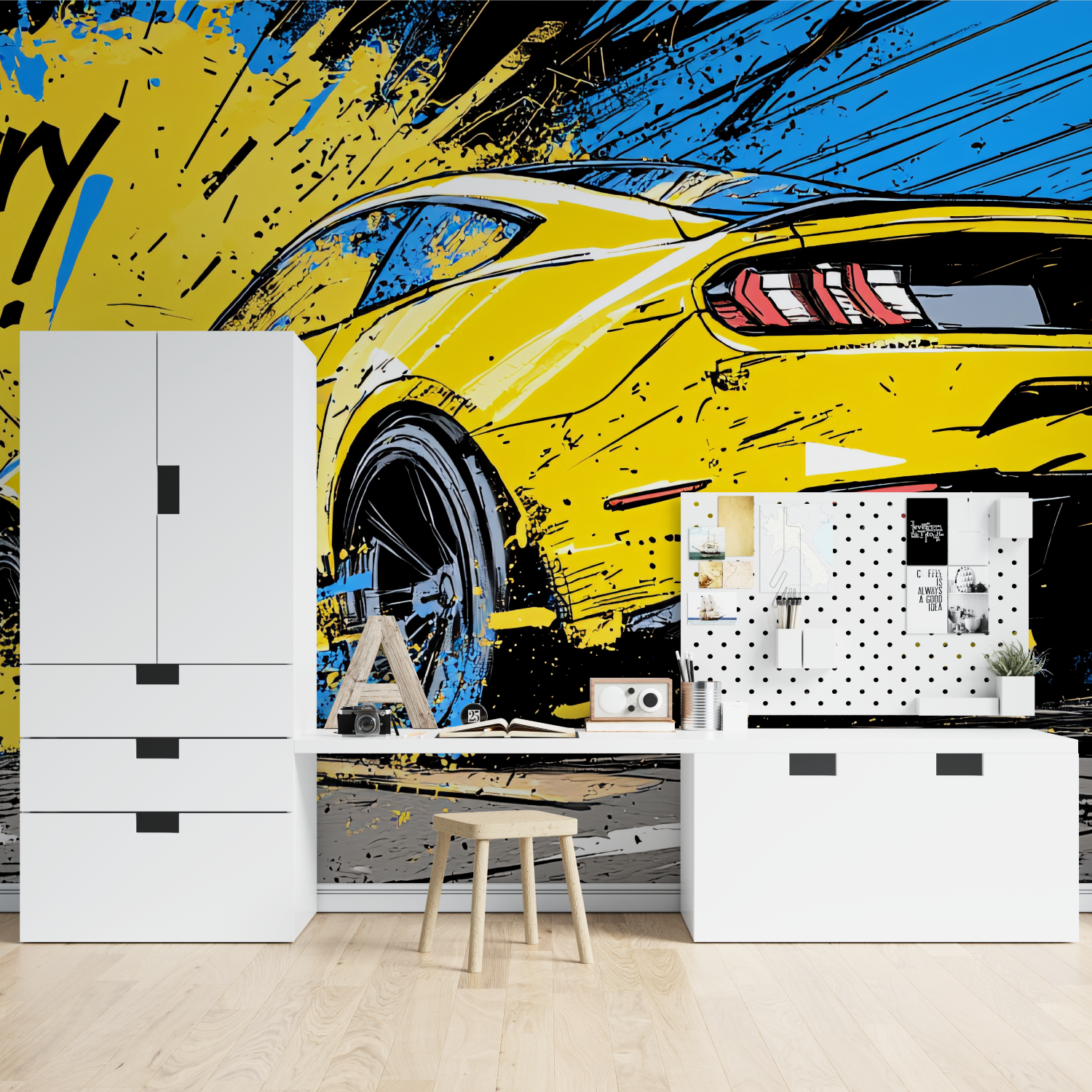 Papier peint graffiti voiture ados tapisserie spiderman