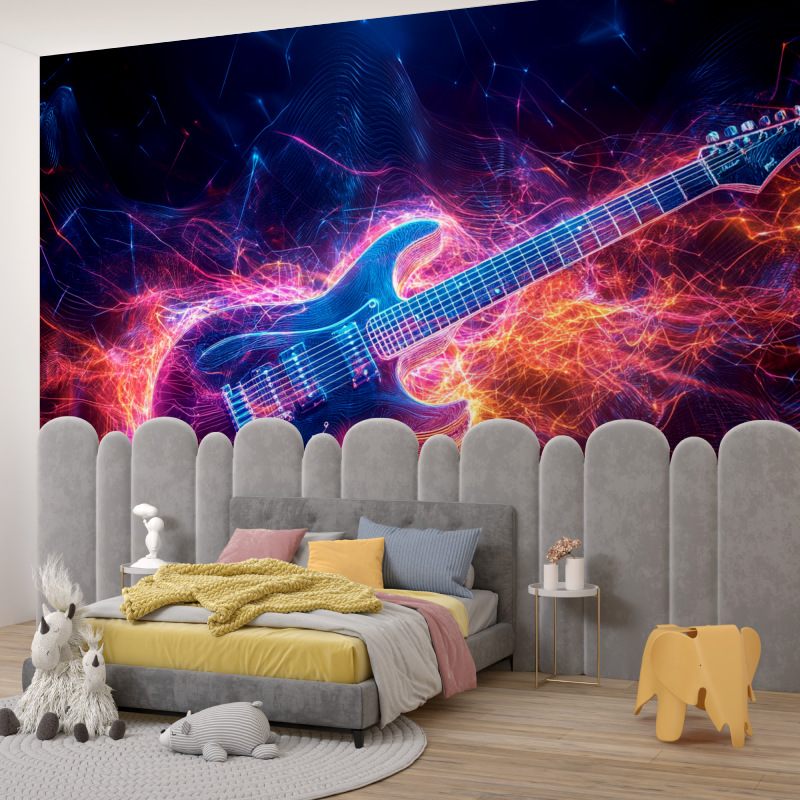 Papier peint theme guitare electrique garcon345