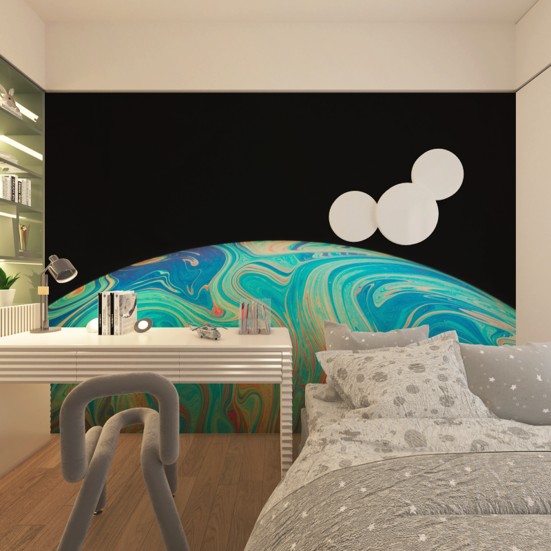 Papier peint espace terre verre chambre adolescents