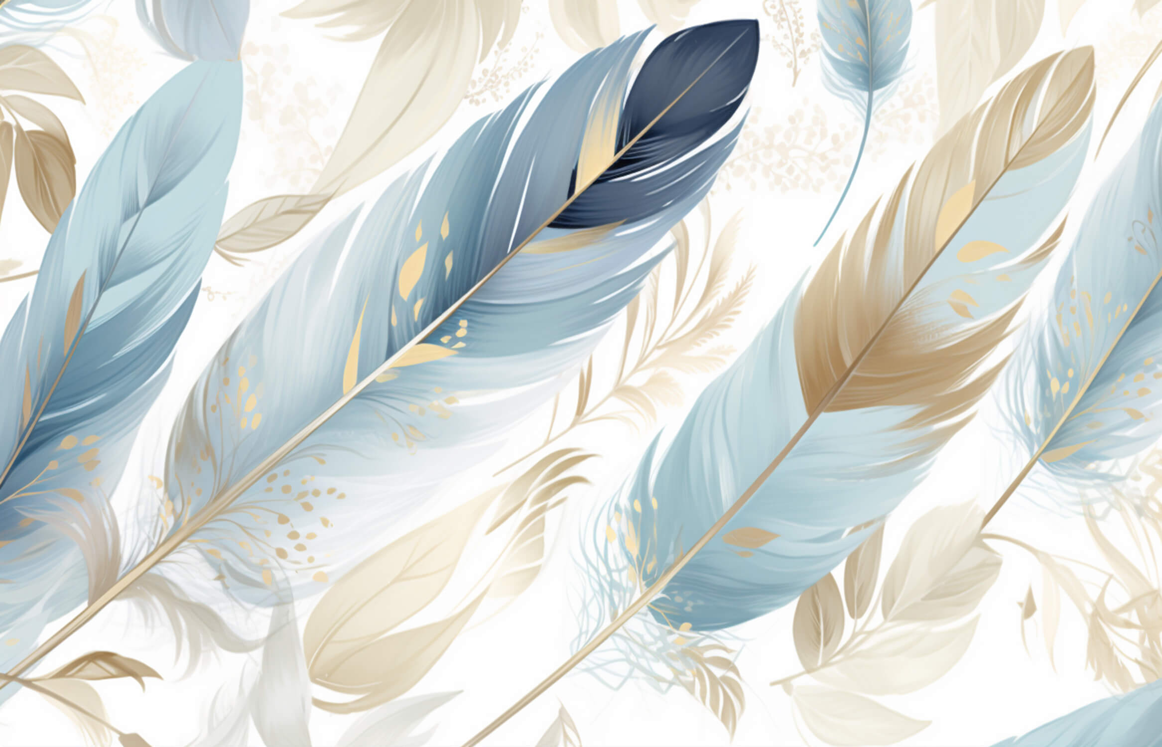 Papier Peint Plume Doré