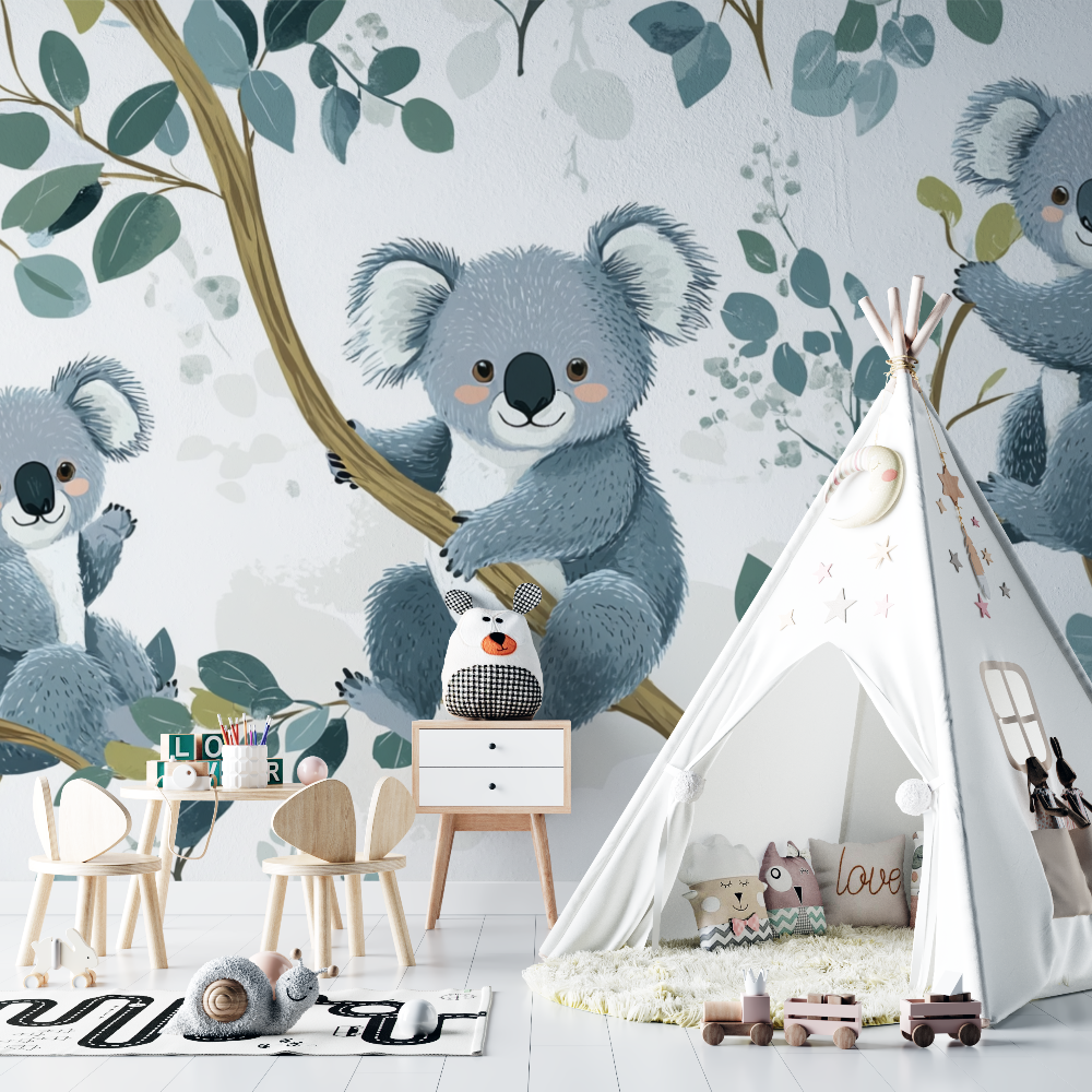 Papier peint koala au reveil tout doux chambre bebe