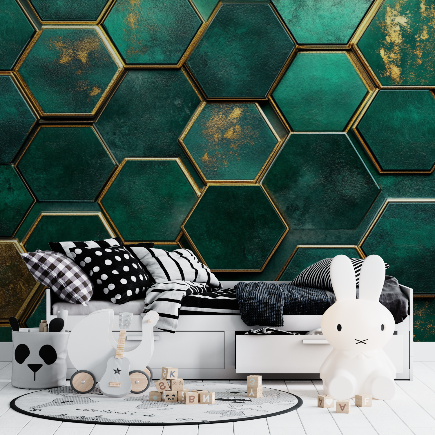 Papier peint effet neon gaming room tapisserie ado