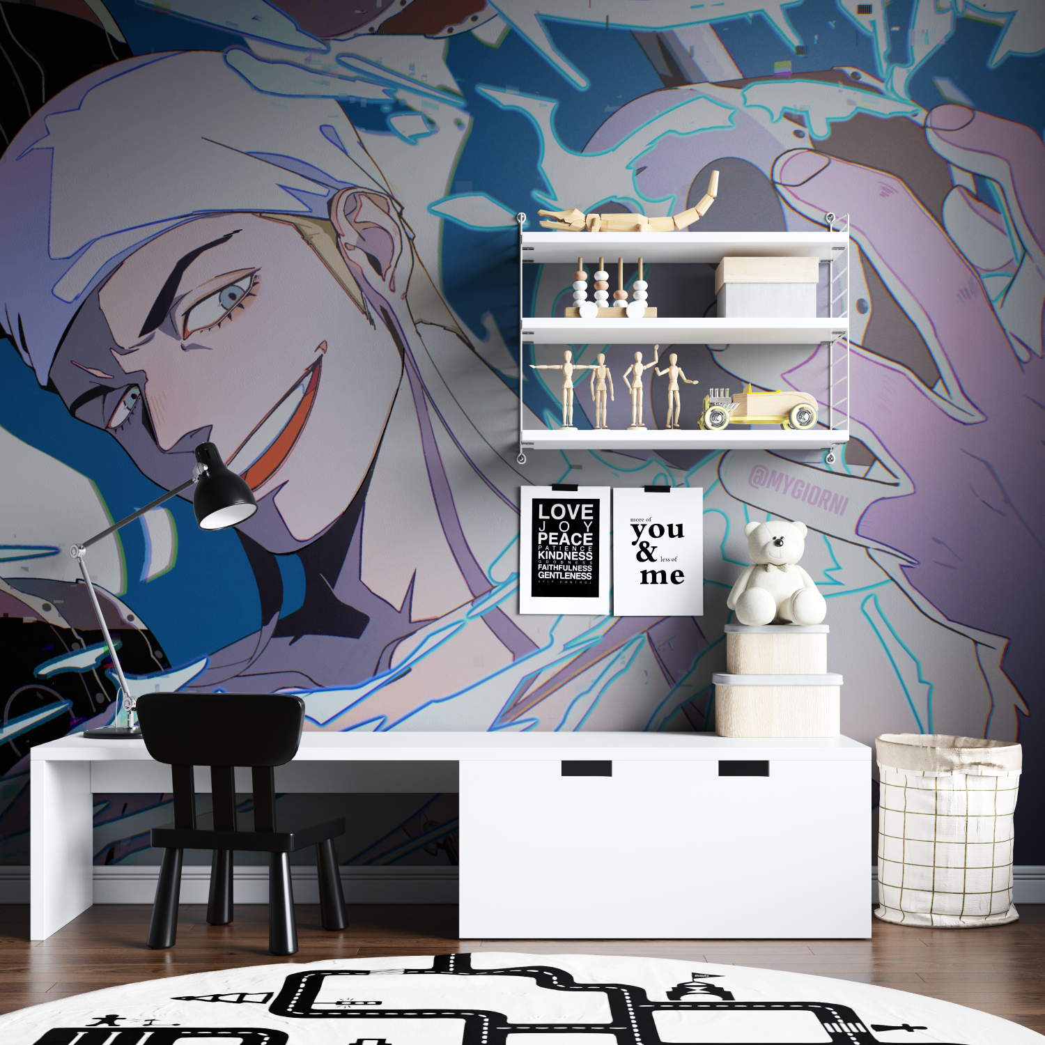 Papier Peint Ener - chambre garçon lit