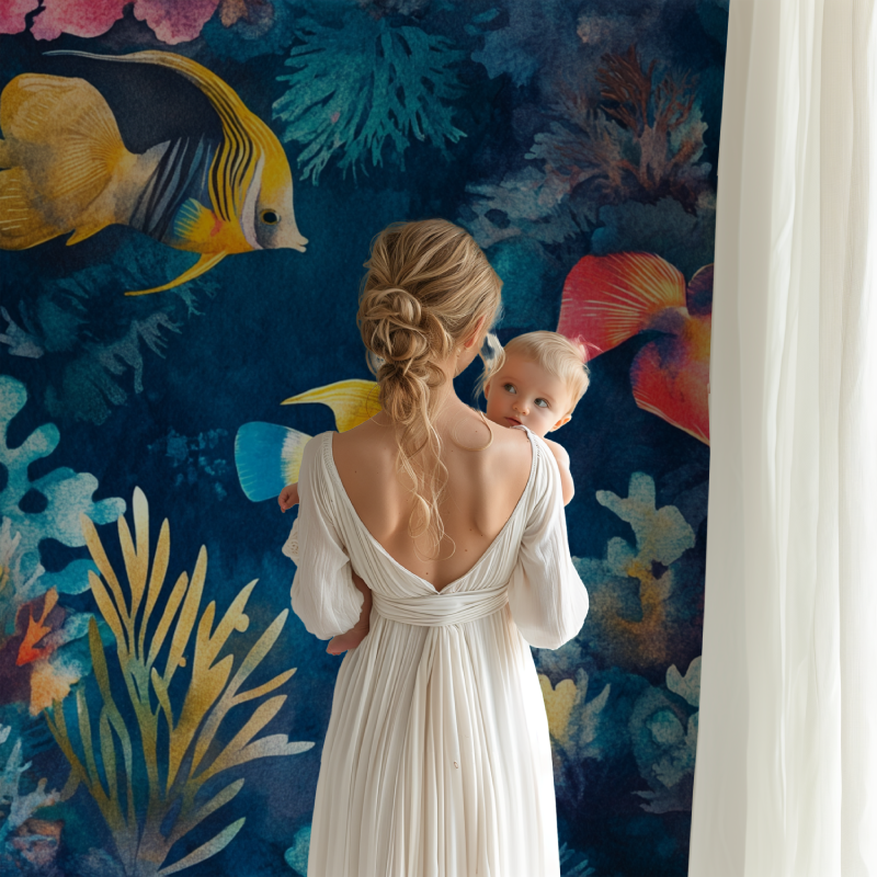 Papier peint marin poisson corail bb123