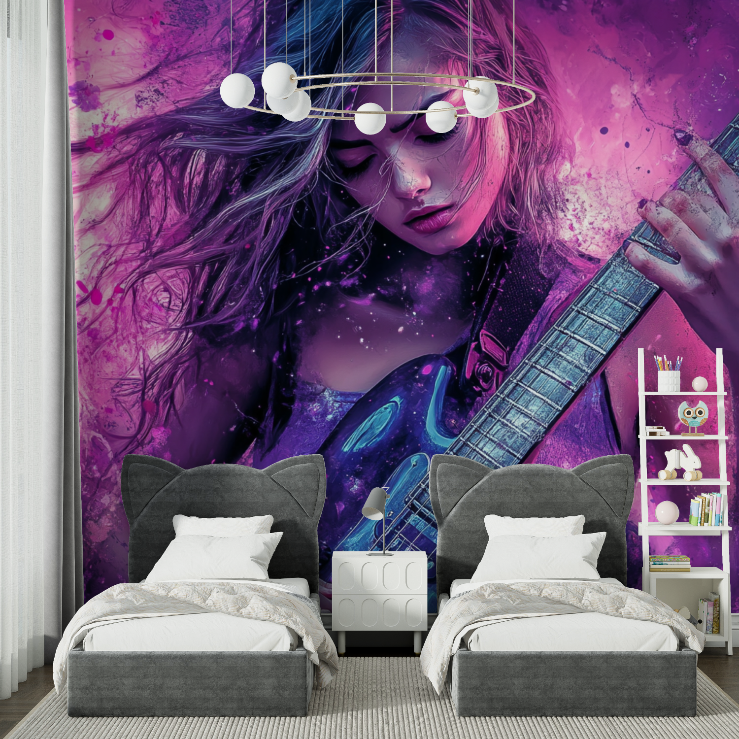 Papier peint graffiti fille rose chambre spiderman