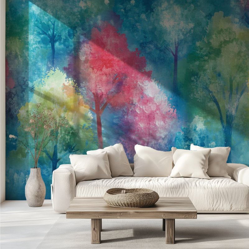 Papier peint arbre chagall canape tendance