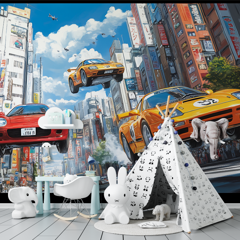 Papier peint avec des voiture de sport tapisserie murs