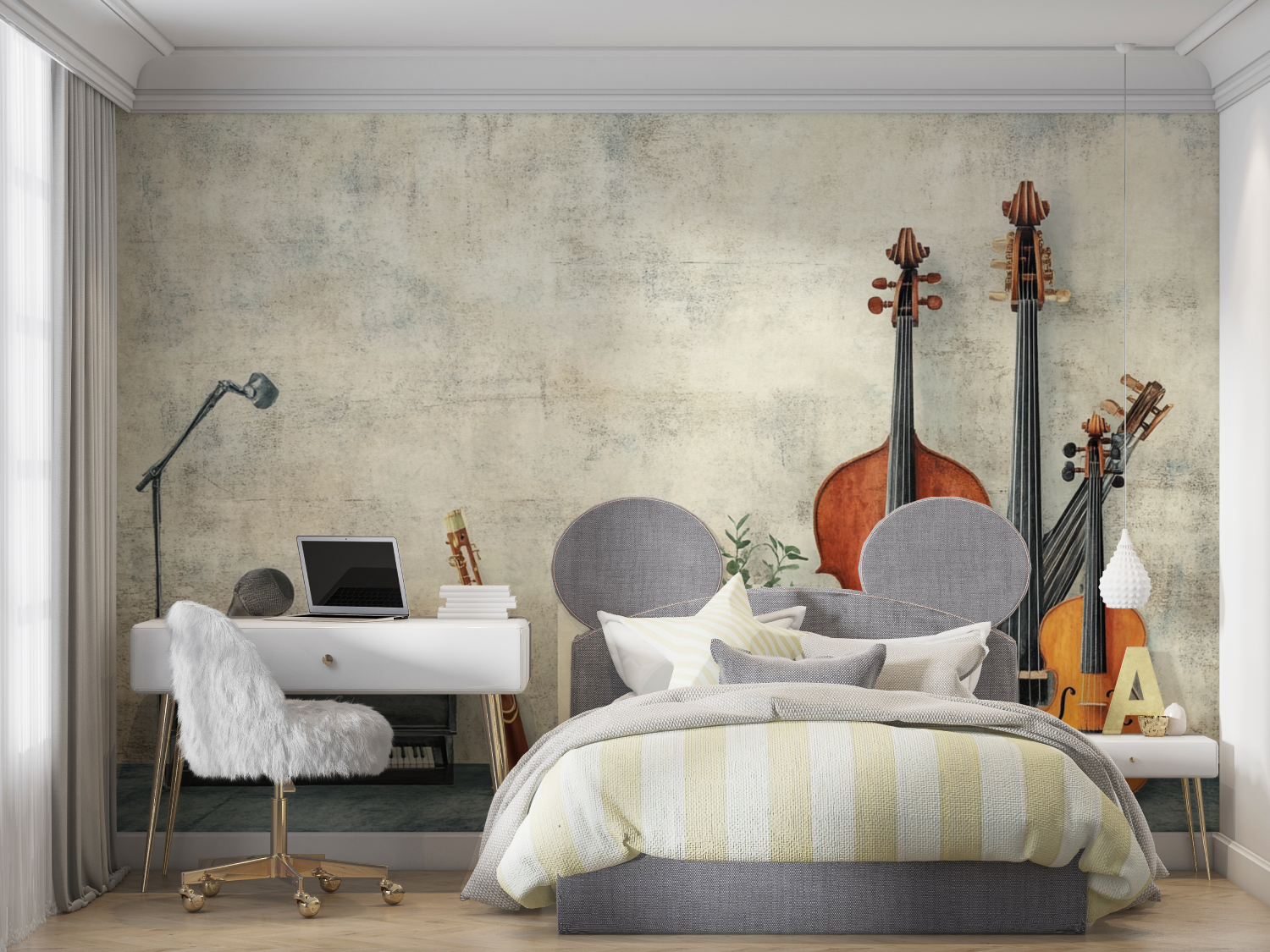 Papier peint musicien instrument mur chambre panoramique