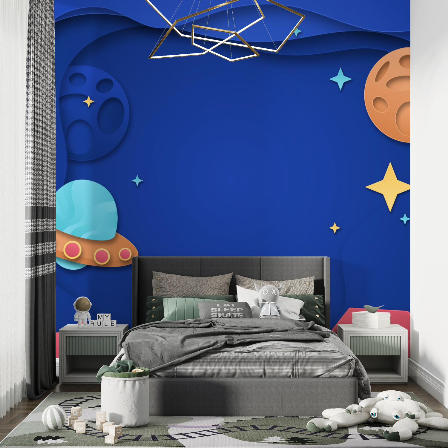 Papier peint theme espace chambre garcon chambre de garcon