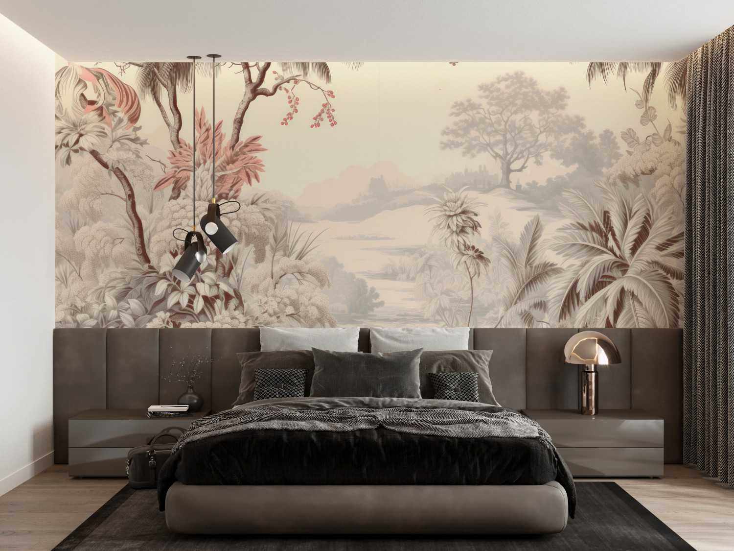 Papier Peint Toile De Jouy Jungle - panoramique tendance
