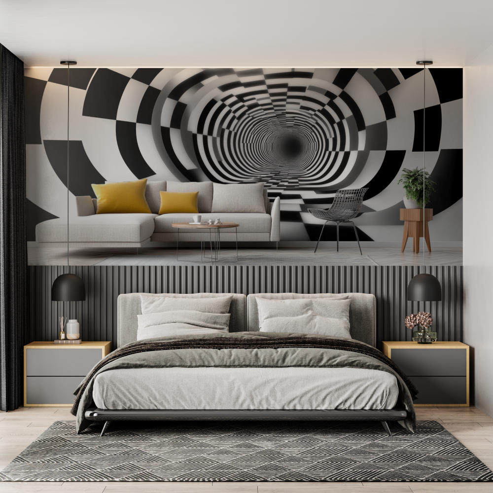 Papier peint trompe loeil couloir chambre adulte tendance
