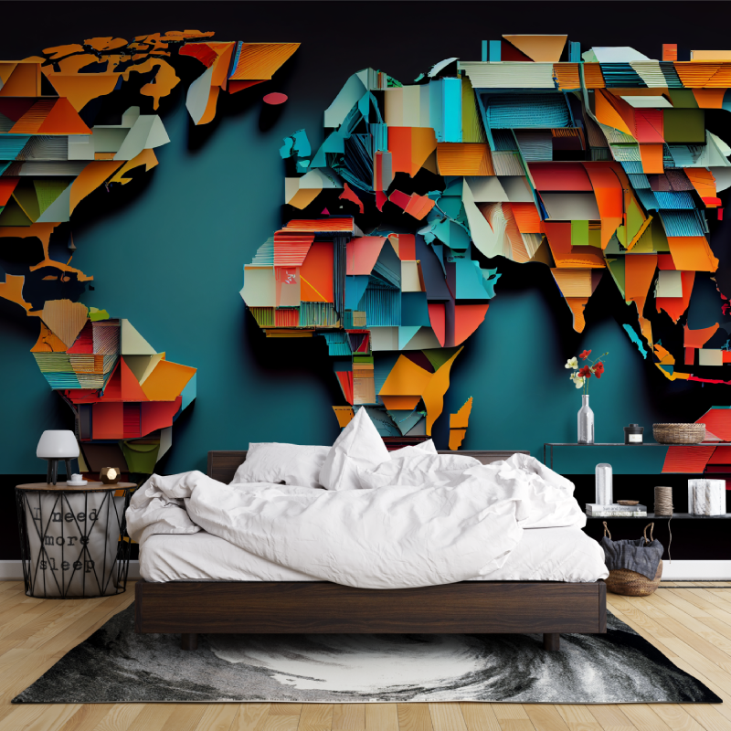 Papier peint 3d carte du monde leroy merlin mur