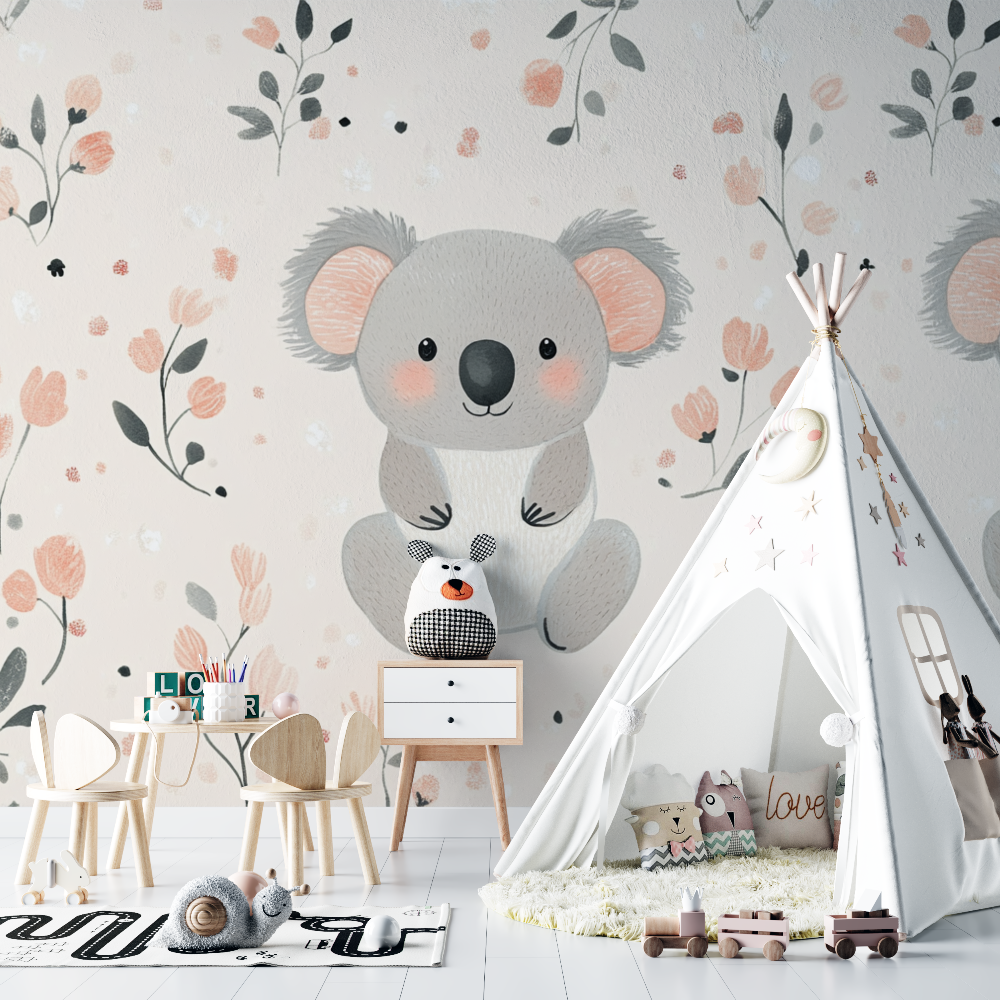 Papier peint koala et tricot doux chambre bebe
