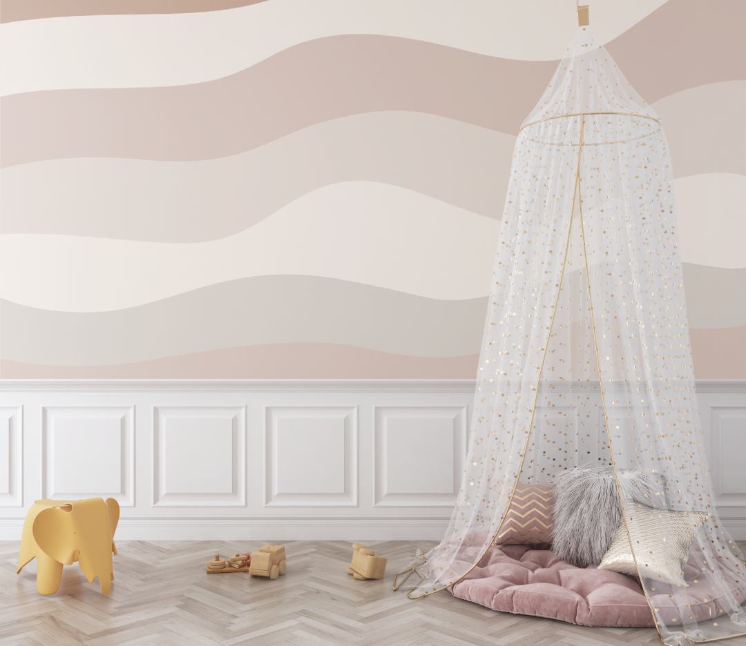 Papier peint bébé Vagues marron - bebe