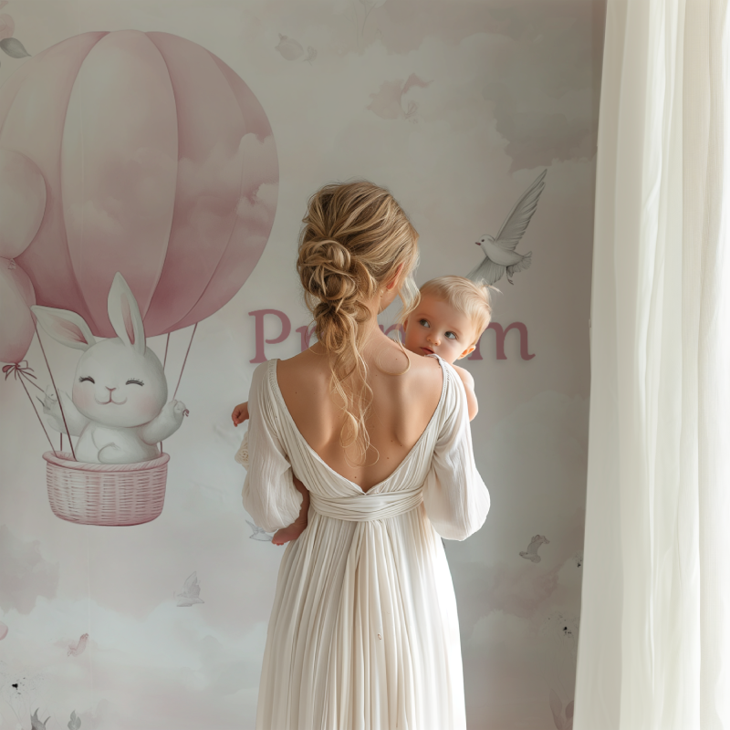Papier peint prenom bebe lapin bb123