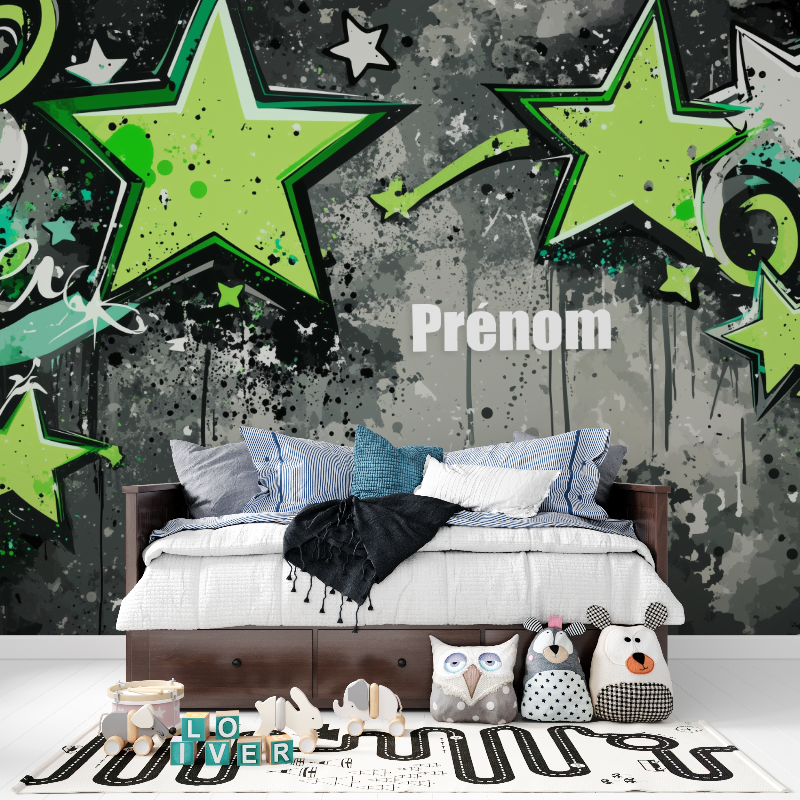 Papier peint prenom graffiti panoramique garcon