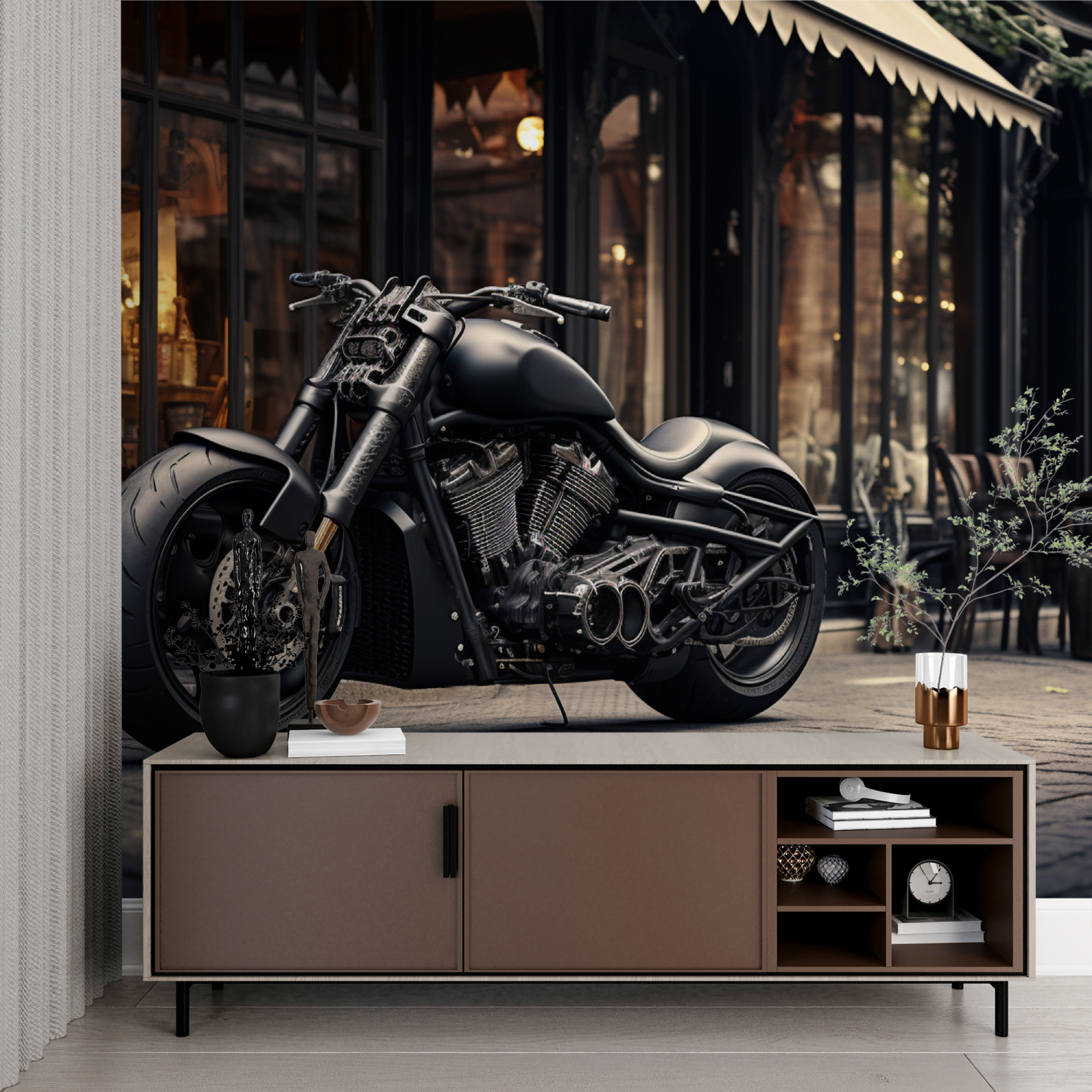 Papier peint panoramique moto harley davidson imprime