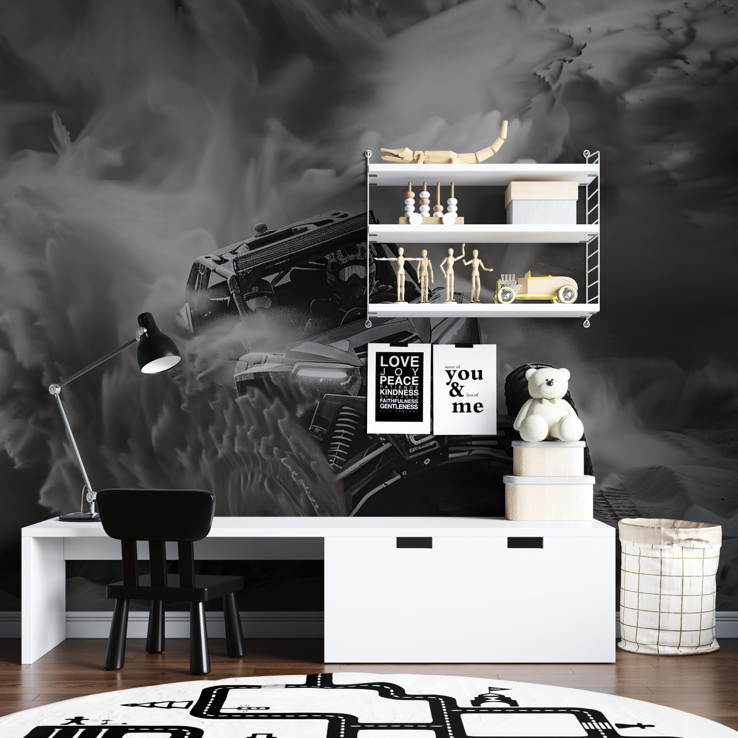 Papier peint avec voiture de rally tapisserie garcon