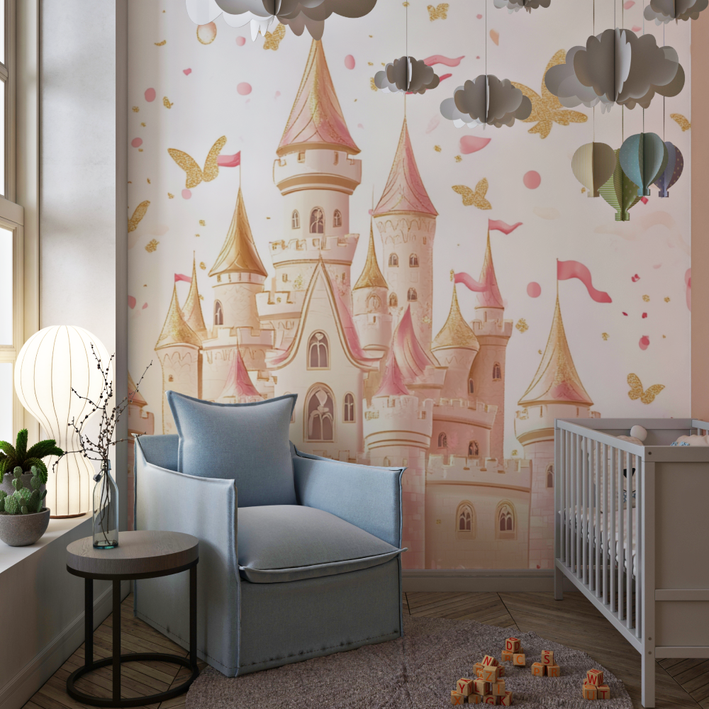 Papier peint princesse chateau de fete chambre de fille