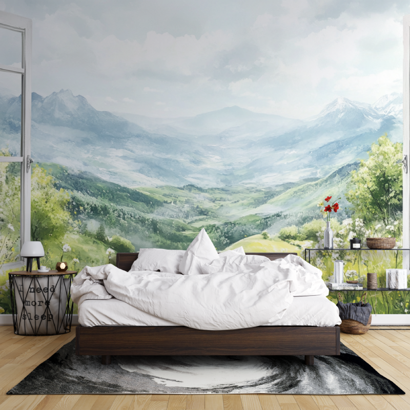 Papier peint paysage trompe loeil leroy merlin mur