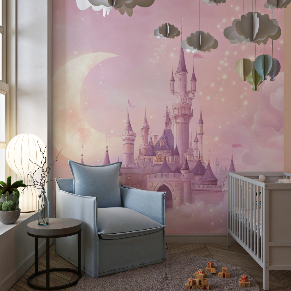 Papier peint princesse lune et chateau chambre de fille