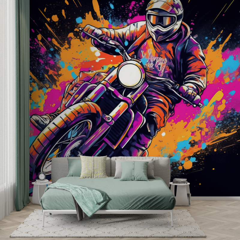 Papier peint chambre graffiti moto garcon123