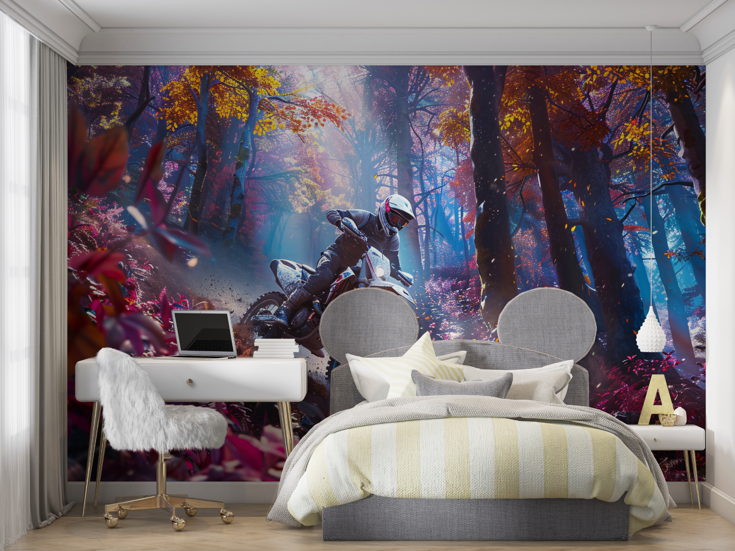 Papier peint moto idee deco mur chambre panoramique