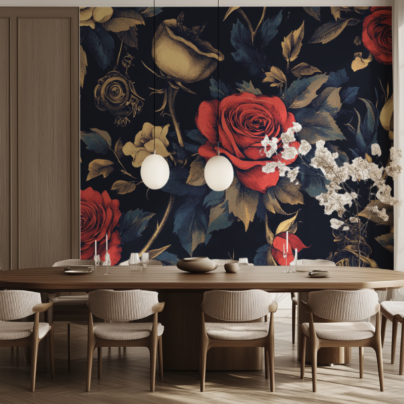 Papier peint vintage tattoo salle manger tendance