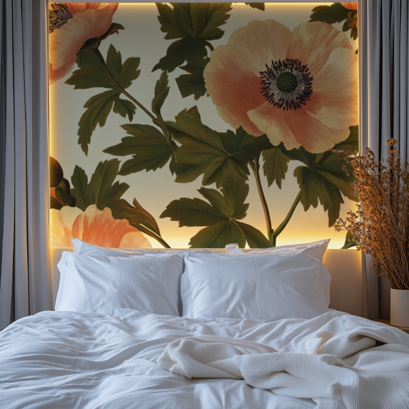 Papier peint vintage pivoine chambre premium