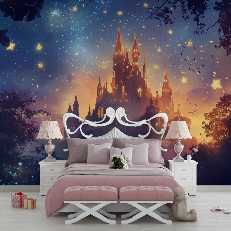 Papier peint princesse chateau des reves chambre filles