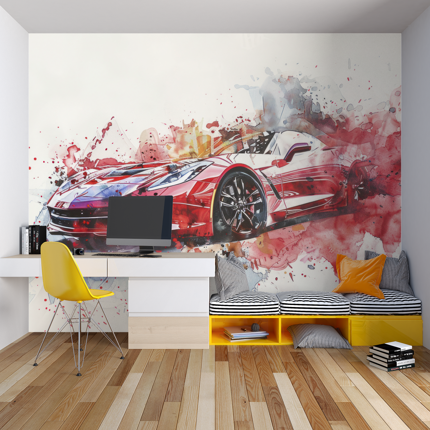 Papier peint poster geant voiture chambre garcon lit