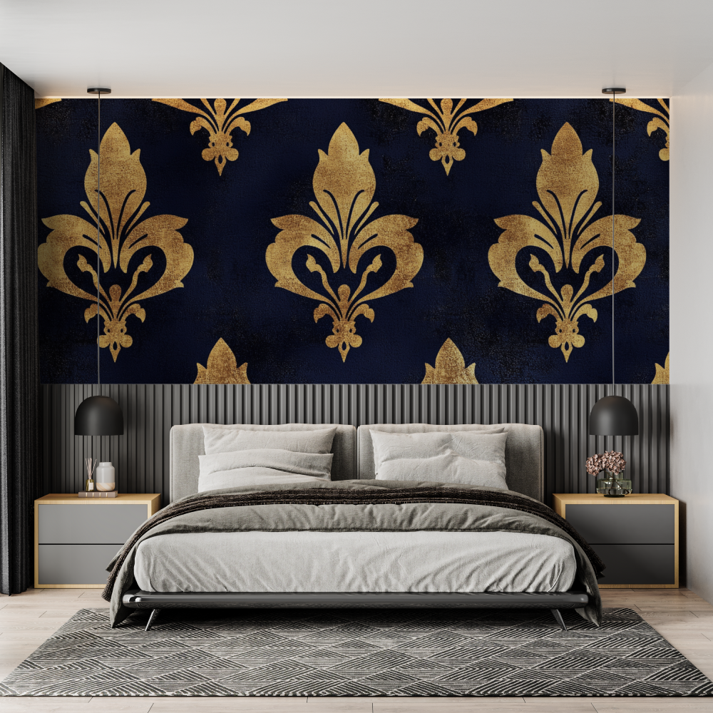 Papier peint fleur de lys fond chambre adulte tendance