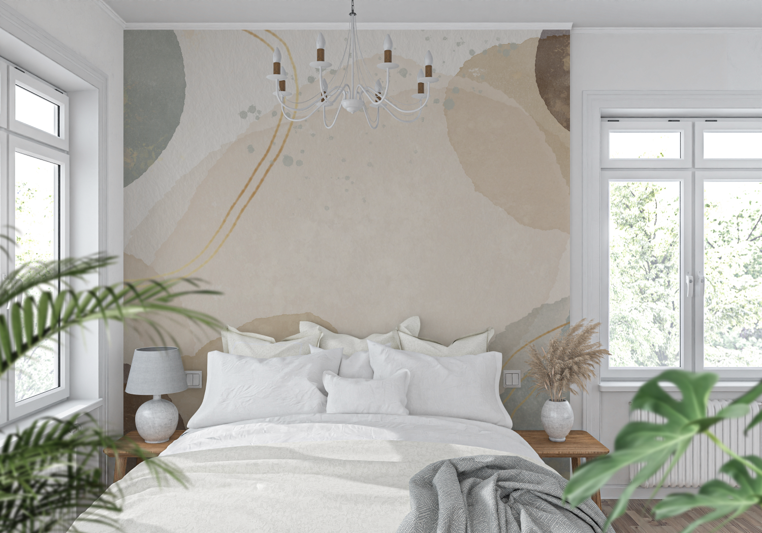 Papier peint aquarelle taches terreuses tendance mur