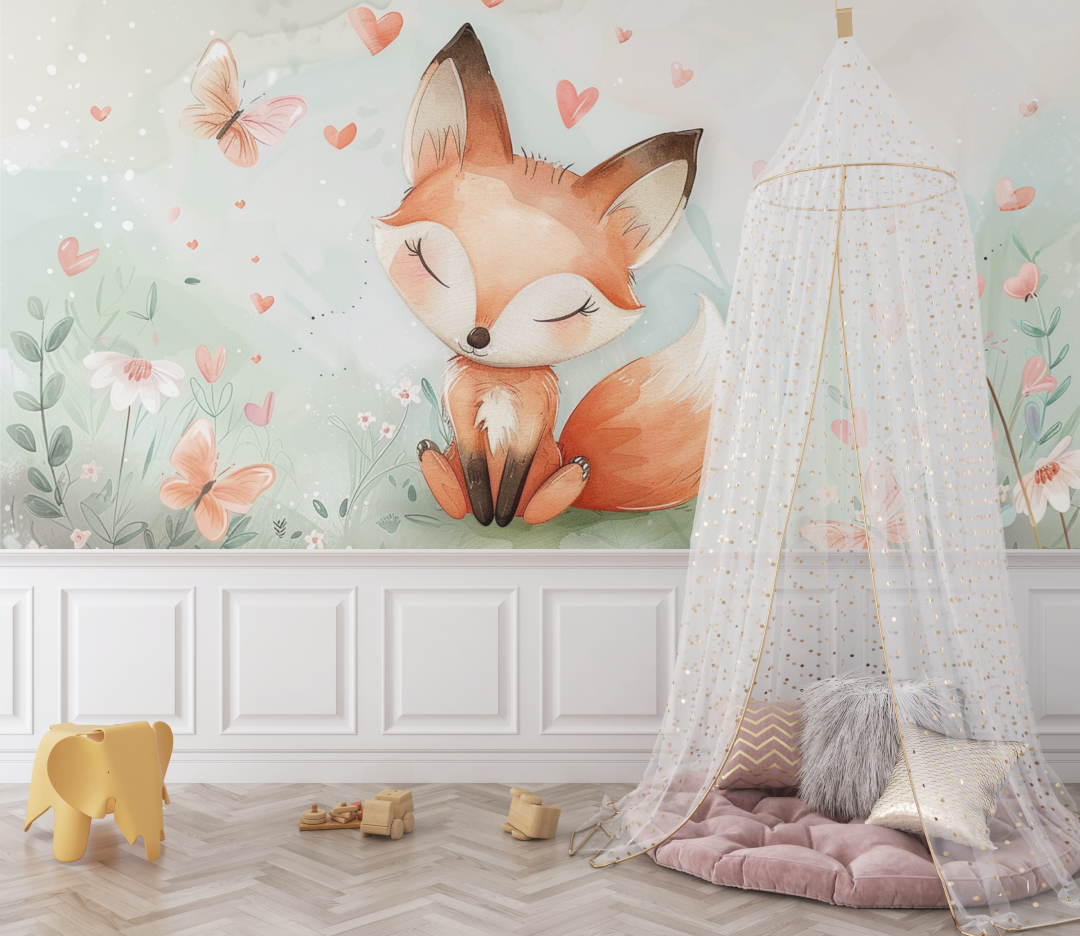 Papier peint bebe renard chambre nouveau ne bebe