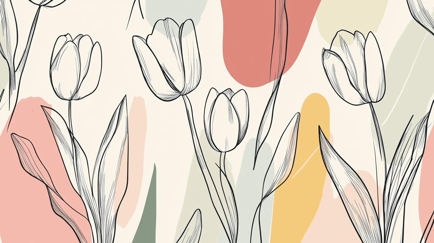 Papier Peint Aquarelle Motif Tulipes Minimalistes